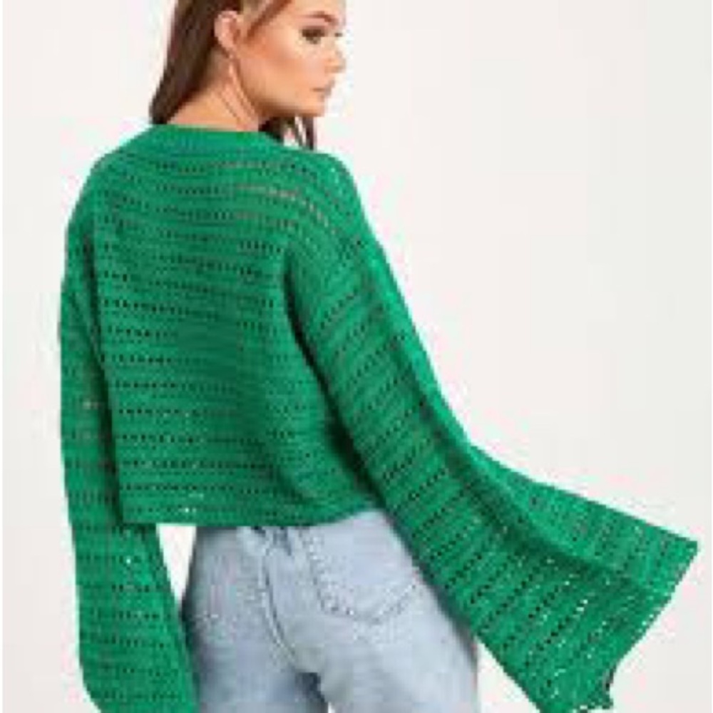 Free People Caught Up Green Crochet Top - Picture 2 of 3